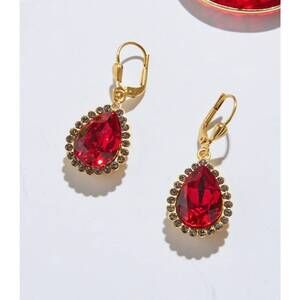 NEW LA VIE PARISIENNE women's teardrop crystal earrings in red